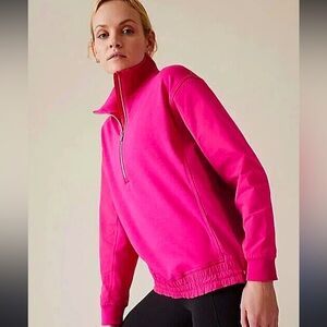 Athleta Triumph Hybrid Half Zip Sweatshirt XS Hot Pink
